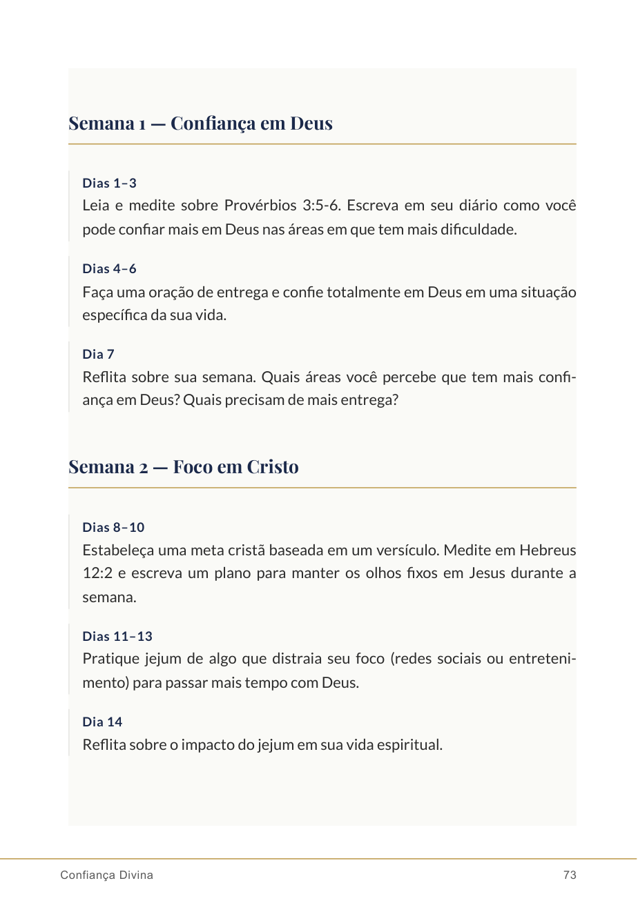 Página do plano de 30 dias de confiança e foco